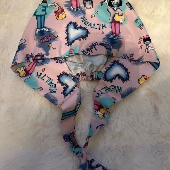 Colorful Patterned Scrub Caps set of 6 - Picture 4 of 6